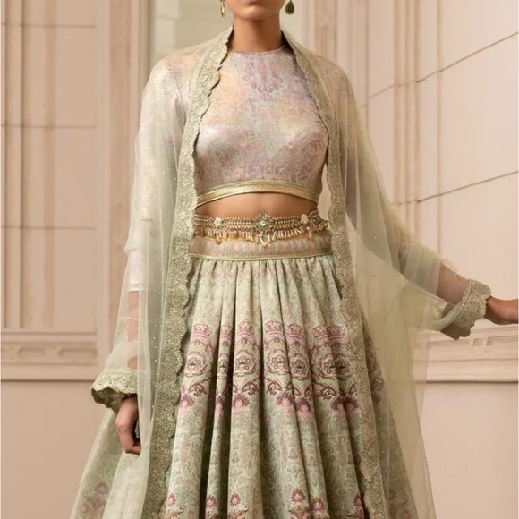 Tarun Tahiliani Printed lehenga in kasab satin DESIGNER - Picture 1 of 6